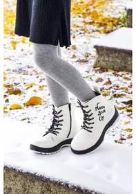 Resim Kiko Kids Termo Taban Kız Çocuk Bot 610 Çatlak Beyaz - Siyah 