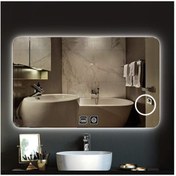 Resim GLOBAL LED MIRROR 65x90 Cm Makyaj Aynalı Dokunmatik Tuşlu Buğu Yapmayan Ledli Banyo Aynası 