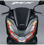 Resim Honda Pcx Ön Far Kaşı Lv Tasarımı Şeffaf Sticker Kırmızı Model 2 
