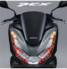 Resim Honda Pcx Ön Far Kaşı Lv Tasarımı Şeffaf Sticker Kırmızı Model 2 