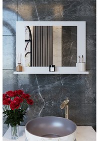 Resim Makbulce Yakut Raflı Dresuar Banyo Aynası 60 x 45 Beyaz 