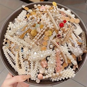 Resim 20 Adet Şık İnci Papyon Saç Tokası Seti, Fransız Tarzı Saç Tokası, Zarif Kore Stili Yan Püskül Saç Tokası, Plastik Ördek Gagası Toka, Moda Aksesuarları Stili Rastgele 