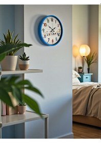 Resim 36 Cm Mavi Çocuk Odası Duvar Saati Açık 