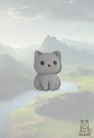 Resim mmb Scottish Kedi Anahtarlık - Örgü Desenli Sert Figür | Amigurumi Tarzı Hediyelik Aksesuar 