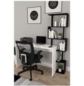 Resim Moonlife Pratik Kitaplıklı Çalışma Masası Beyaz Siyah 