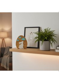 Resim Simdale Wood Ahşap Tavşan Ve Mavi Bulutlar - Montessori Bebek Odası Raf Dekoru & Oyuncak 