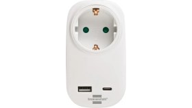 Resim Brennenstuhl Premium Serisi Tek Soketli 18W Hızlı Şarj Özellikli 1 Typ-C + 1 Usb' Li Şarj Korumalı Priz 