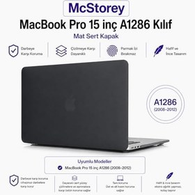 Resim McStorey Macbook Pro Kılıf 15 inç Mat A1286 (Eski Ethernetli Model 2008-2012) ile Uyumlu Siyah 