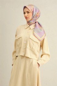 Resim Armine Klasik Desenli Saf İpek Twill Eşarp 9333d 51 Mor 