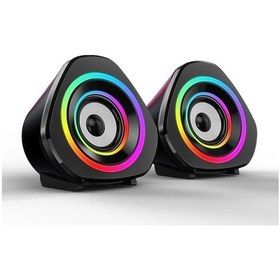 Resim Sada V-119 Güncellenmiş Siyah Masaüstü Hoparlörü - Rgb Işıklı, 3.5mm + Usb, 2.0 Kanal, Mini Multimedya, Güçlü Ses 