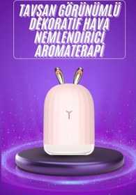 Resim gizmurstore Aromaterapi Hava Nemlendirici Dekoratif USB Şarjlı Tavşan Nemlendirici 