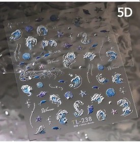 Resim Denizyıldızı Japon Balığı Denizanası Denizatı Kabarcıklar Kabuklu Okyanus Gevrek Balina Sazan Yapışkanlı Nail Art Etiketler Manikür Çıkartmaları Black 