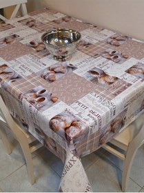 Resim Elyaflı Pvc Muşamba - Desenli Silinebilir Masa Örtüsü Kahve Kahverengi 