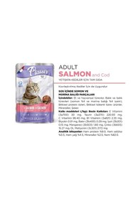 Resim Plaisir Somonlu ve Morina Balıklı Pouch Yetişkin Kedi Maması 12 x 100 G 