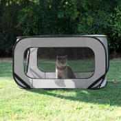 Resim 1 Adet, Klasik Taşınabilir Kedi Kafesi, Kilitlenebilir Fermuarlı Köpek Kulübesi, Katlanabilir Seyahat Dış Mekan Evcil Hayvan Çiti, Kedi Ve Köpek Oyun Çadırı, Kapalı Oyun Alanı, Kediler Için Doğum Kutusu, Kolay Depolama 