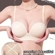 Resim Kadınlar İçin Push-Up Sütyen - Dolgusuz Kupalı, Kalın Taban Yükseltme (3cm), Ayarlanabilir Omuz Askılı, Yumuşak Bej Günlük ve Resmi İç Çamaşırı - Telsiz Küçük ile Orta Göğüslere Uygun, Strapless Push Up Sütyen, Orta Göğüs Desteği, Cazibeli Tasarım, Nefes Alabilen Kumaş 