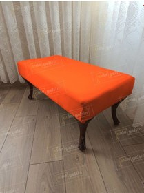 Resim Ayak Ucu Kapı Önü Antre Düz Bench Puf Orta Sehpa Ceviz Ayak 110 45 Turuncu 