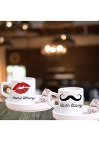Resim Kişiye Özel 2 Li Kadın - Erkek Temalı Türk Kahvesi Fincanı Ve Altı 