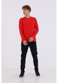 Resim Maraton Sportswear Regular Erkek Bisiklet Yaka Uzun Kol Basic Kırmızı Sweatshirt 20906-kırmızı Kırmızı 