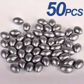 Resim 50 adet Zeytin Şekilli Boş Kurşun Ağırlıkları, Balıkçılık Hattı için Oluklu 3-20g Alaşımlı Batırıcılar, Tatlısu ve Tuzlu Su için Dayanıklı Gri Metalik Balıkçılık Aksesuarları, Tuzlu Su Batırıcıları | Oval Şekilli Batırıcılar | Üniform Tasarım, Balıkçılık İçin Batırıcılar, Noel İçin En İyisi 