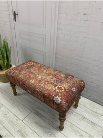 Resim Urban Home Halı Puf, Kilim Puf Retro Bench Ahşap Ayaklı Bench&puf 