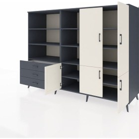 Resim Kronos Dolap 11 Raflı 3 Çekmeceli 5 Kapaklı 220x59x163 Antrasit-aytaşı/antrasit Aytası/antrasıt - Antrasıt 