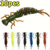 Resim 10 adet Larva Yumuşak Yapay Yemler 55mm/75mm Balıkçılık Solucanı Silikon Bass Pike Minnow Swimbait Jigging Plastik Yemler 