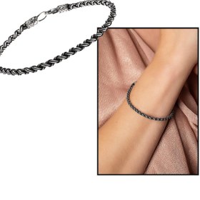 Resim El İşçiliği Örgü Tasarım Oval Form 1000 Ayar Gümüş Kazaz Unisex Bileklik 