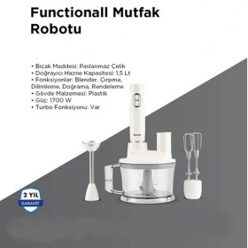 Resim Fonksiyonel 2850H Çok Fonksiyonlu Mutfak Robotu, Şık Beyaz Tasarım 