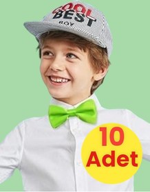 Resim Tezzgelsin Erkek Çocuk Saten Papyon 10 Adet Yeşil 
