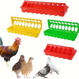 Resim 1 Adet Dayanıklı Plastik Kapaklı Tavuklar, Kümes Hayvanları ve Kuşlar için Yemlik - Geniş Bölmeli 20/30/40/50 cm Çok Boyutlu Yer Besleyici, Elektriksiz, Rastgele Renk, Tavuk Yemeklikleri, Kaymaz Tasarım, Kolay Temizlenebilir Malzeme, Çokslotlu Yemlik 