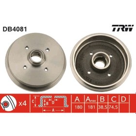 Resim Trw Db4081 Arka Kampana ( Vw: Polo Hb. 95-01 ) 171501615 191501615b (WC874932) 