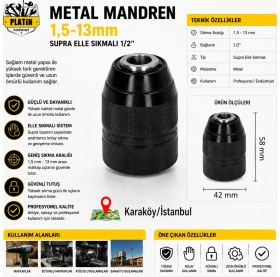 Resim Ecico Metal Mandren 1,5-13MM Supra Elle Sıkmalı 1/2 Unf PLT28000109 