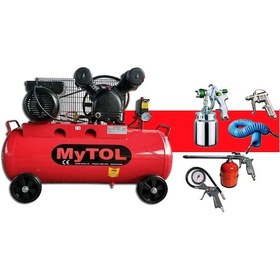 Resim Mytol MY14309 2 Hp 8 Bar 100 LT V-Kafa Hava Kompresörü + Havalı Alet Seti 