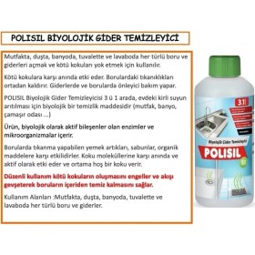 Resim Polisil Biyolojik Gider Temizleyici 500 ml Kötü Kokuları Önleyici Etkili Temizlik Kimyasalı 