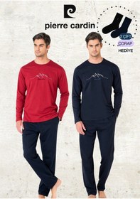 Resim Pierre Cardin Erkek Giyim %100 Pamuk Uzun Kollu Bordo & Lacivert İki Adet Pijama Takımı L1.pc.6101.002-bordo - Lacivert-m Çok Renkli 