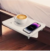 Resim Willowhaven Beyaz Askılı Yatak Başı Rafı Kabloluk Ve Yüzer Tasarım 32x23 Cm Beyaz 