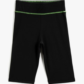 Resim Bisiklet Şortu Şerit Detaylı Biker Tayt 