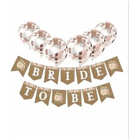 Resim Rose Gold Konfetili Şeffaf Balon Bride To Be Kraft Çiçekli Banner 