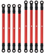 Resim Xindoker Axıal 1/10 Scx10 90046 Trx4 İçin 313mm Mesafe 8 Parça Alüminyum Kumanda Bağlantı Çubuğu Seti - Kırmızı 
