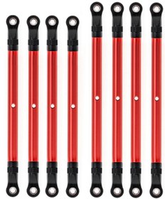 Resim Xindoker Axıal 1/10 Scx10 90046 Trx4 İçin 313mm Mesafe 8 Parça Alüminyum Kumanda Bağlantı Çubuğu Seti - Kırmızı 