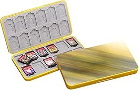 Resim Game Card Case für Nintendo Switch, Magnetisch Etui Aufbewahrungsbox, Tragbare Dünne Hartschale Switch Spielkartenhülle, Grosse Kapazität mit 24 NS und 24 TF Karten Slots (Gelb Pika) 