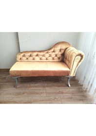 Resim Ters Kol Dekoratif Bihter Koltuk Josefin Puf 130 Cm Gümüş Ayak Vizon 