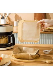 Resim Genel Markalar 100 Adet Airfryer Pişirme Kağıdı Kare Tabak Model Yağlı Kağıt 