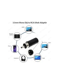 Resim RCA Erkek to 3.5mm Dişi Mono Dönüştürücü Adaptör 