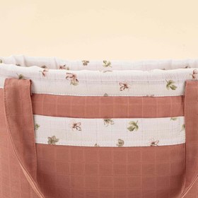 Resim Bebek Bakım Çantası - Gül Kurusu Muslin - Çiçekler 