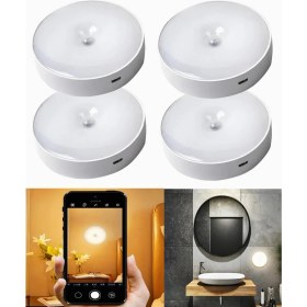 Resim Kyrotech 4 Adet Forlife Şarjlı Hareket Sensörlü Otomatik 8 LED Aydınlatma Işık Mıknatıslı, Banyo, Do 
