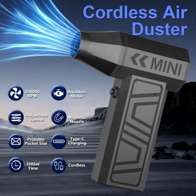 Resim Arabalar için Kablosuz Hava Temizleyici - USB Şarj Edilebilir, 130000 RPM Turbo Jet Fan, Fırçasız Motorlu 4 Hız Ayarlı Elektrikli Hava Üfleyici, Verimli Temizlik için Kompakt Cep Boyutunda Tasarım, Araba Temizleme Aracı | Şık Gadget | Type-c Şarj 