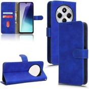 Resim Redmi 14c Cilt İçin Manyetik Çevirme Deri Telefon Kılıfı Hissediyorum Mavi 