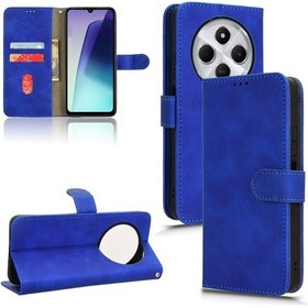 Resim Redmi 14c Cilt İçin Manyetik Çevirme Deri Telefon Kılıfı Hissediyorum Mavi 